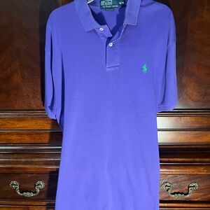 Ralph Lauren Men's Purple Polo Shirt with Green Logo
